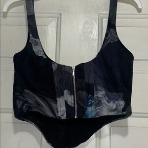 White Fox Floral Print Corset Top Bustier